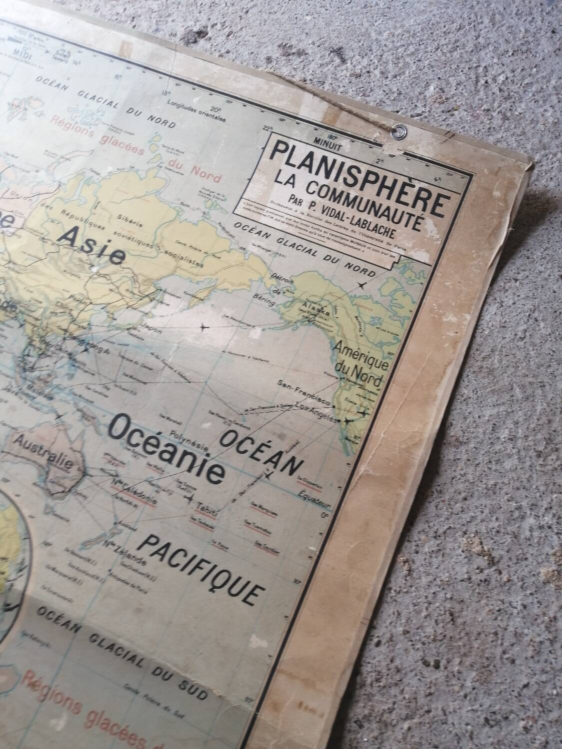 Old map Vidal Lablache 22 Community planisphere - 1950