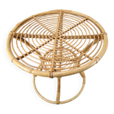 Czechoslovak Midcentury Rattan and Bamboo Side Table, 1960s