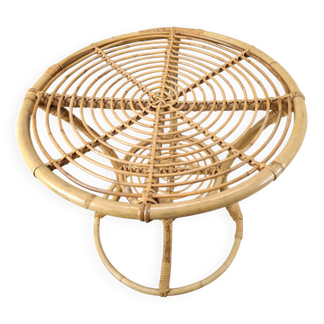 Czechoslovak Midcentury Rattan and Bamboo Side Table, 1960s