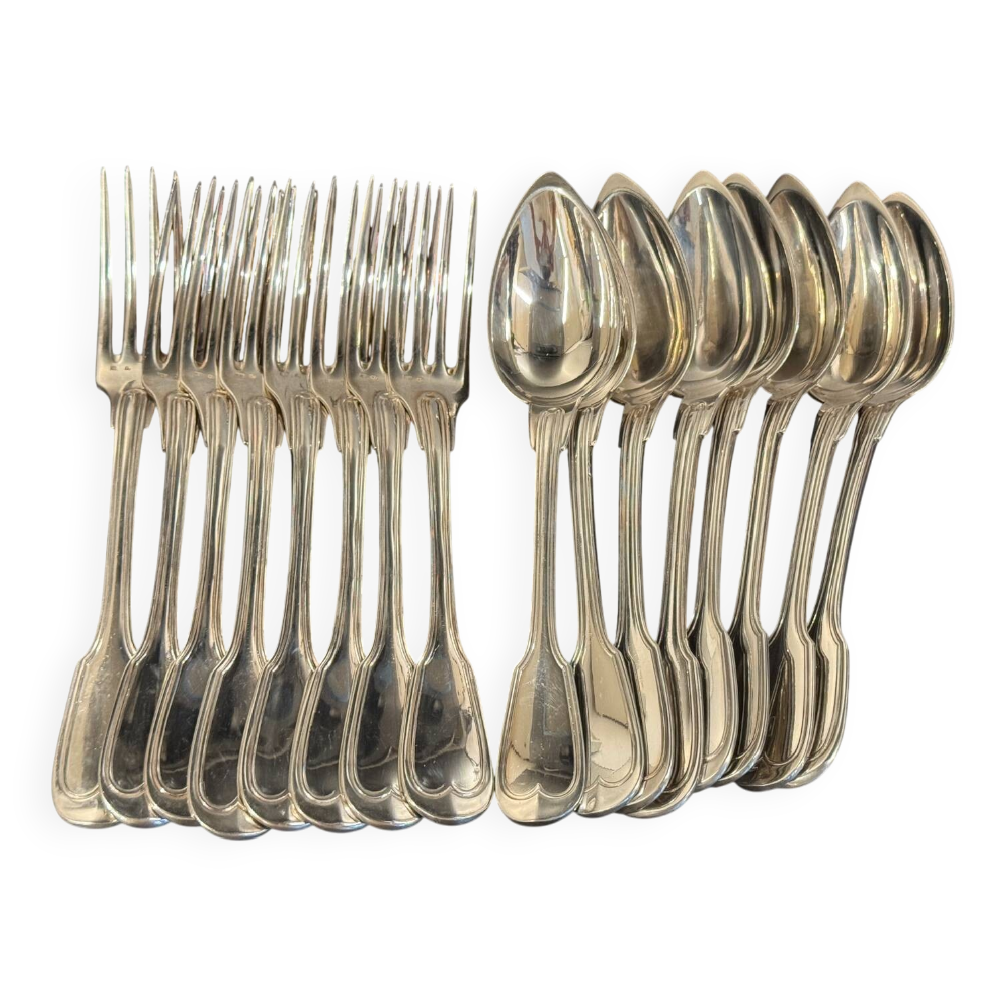 Set of 16 silver-plated cutlery pieces by Christofle and J Cassés&cie
