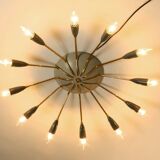 Very nice large 12-armed Mid Century Modern Brass Sputnik ceiling lamp