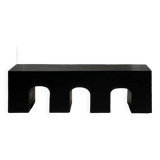 Bench in solid monoxyl wood, carved base in 3 arches - Black color