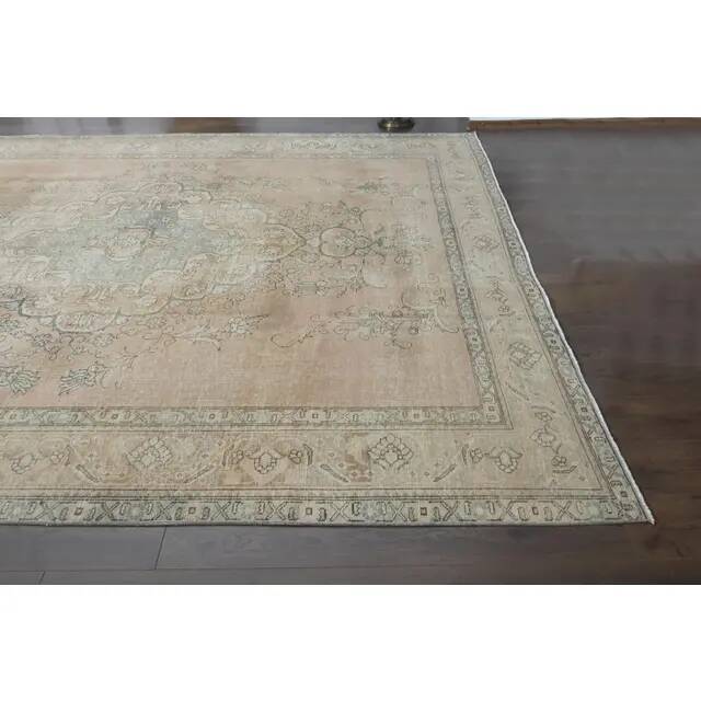 1970s Vintage Persian Handmade Wool Cotton Orange Area Rug 292x383