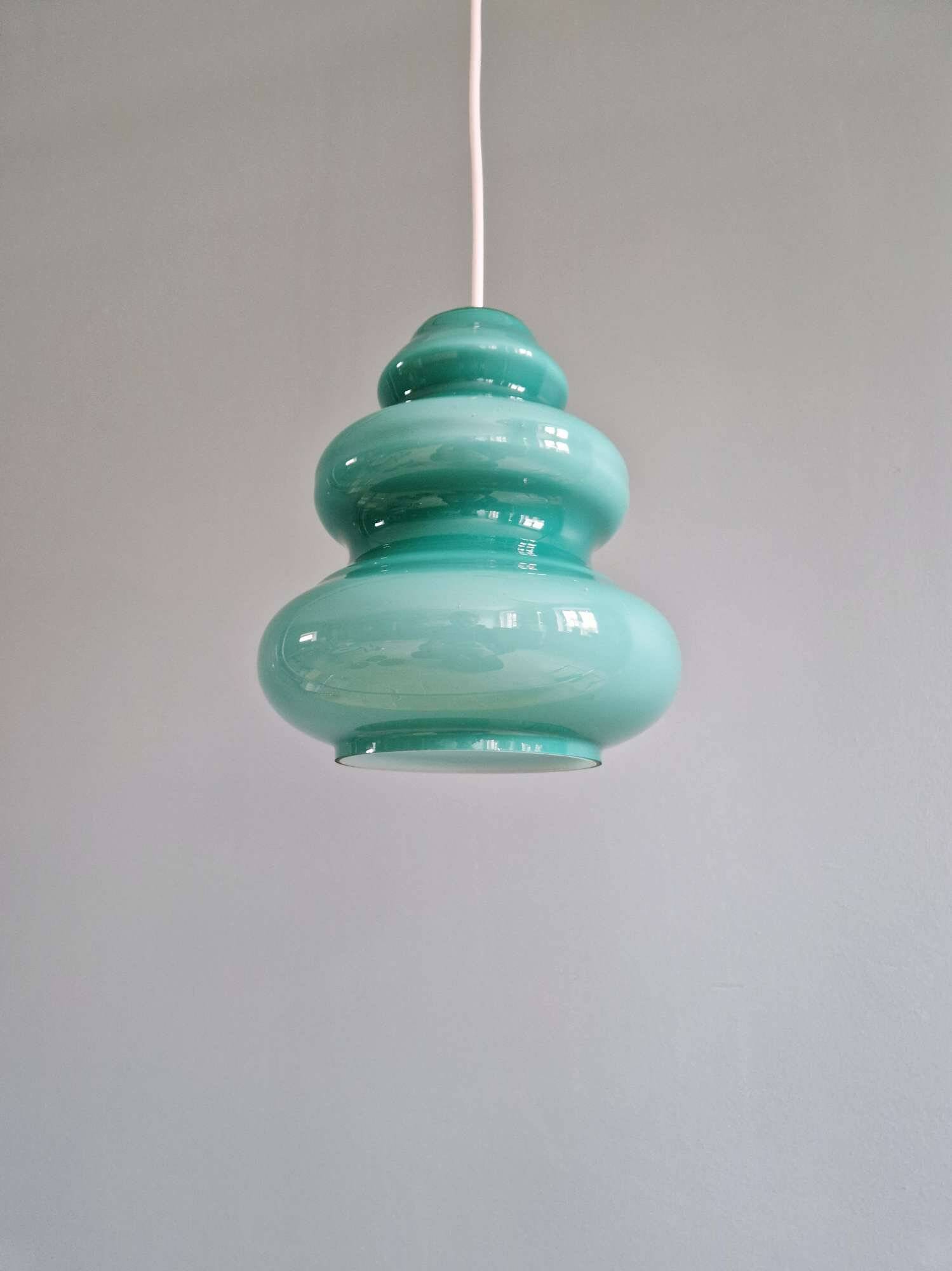 Suspension Space Age in blue-green opaline, 1960s