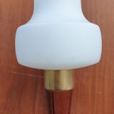 Scandinavian tea towel lamp teak and opaline circa 1960