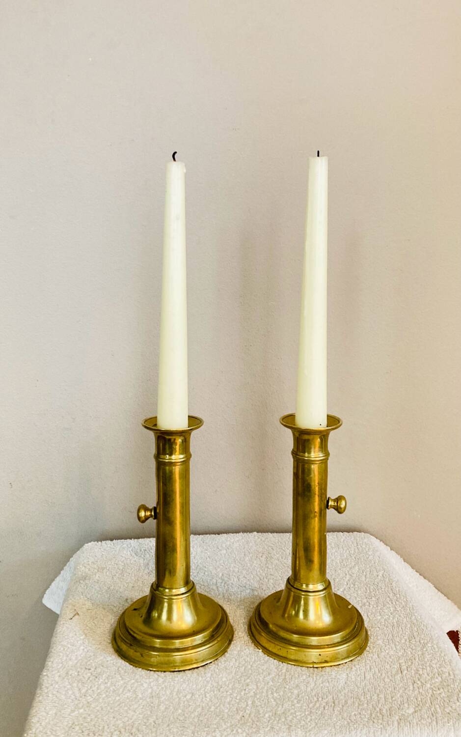 Pair of Louis Philippe candlesticks from the 19th century in solid brass