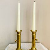 Pair of Louis Philippe candlesticks from the 19th century in solid brass