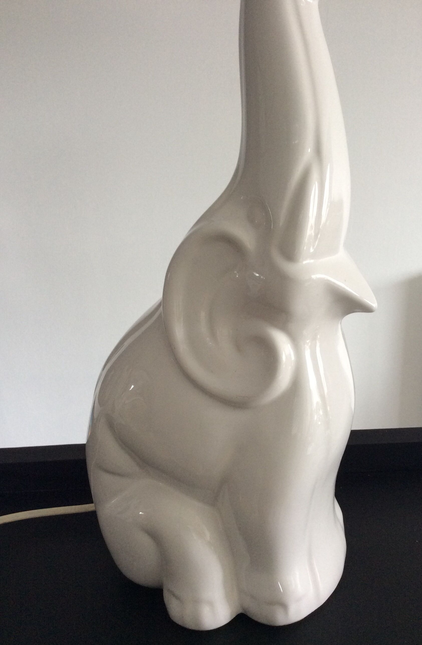 Vintage elephant lamp ceramic and opaline