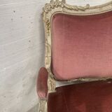 Louis XV style bench in lacquered and gilded beech, 20th century