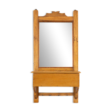 Nom de l'article : Cabinet de rasage en bois français avec miroir, années 1890
