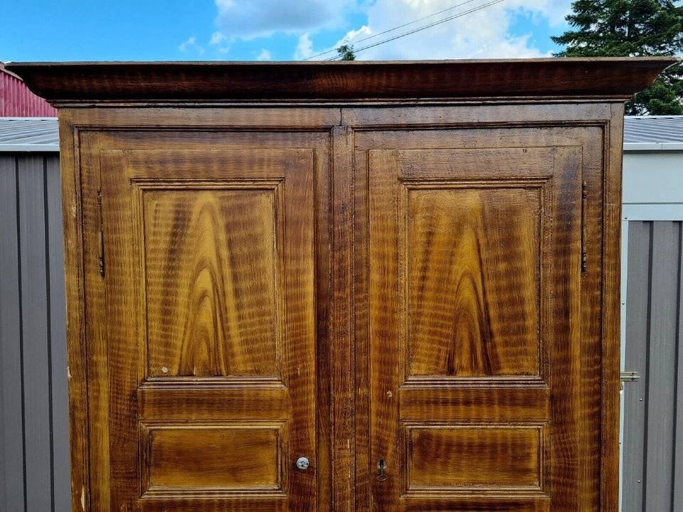 18th century Franc Comtoise wardrobe, lacquered in faux wood