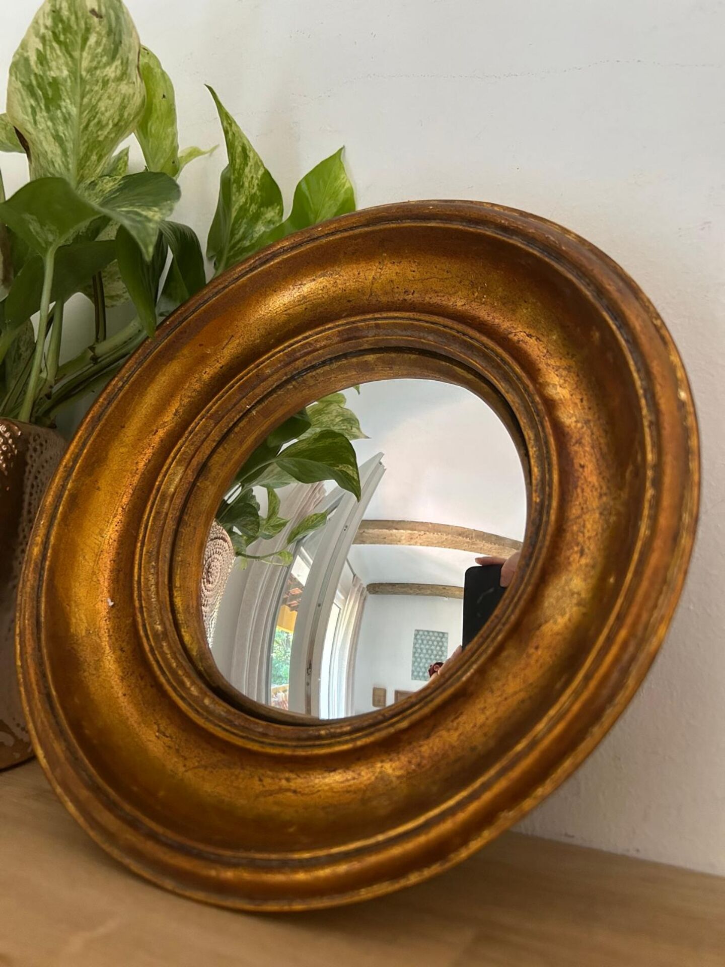 Miroir rond convexe doré miroir de sorcière