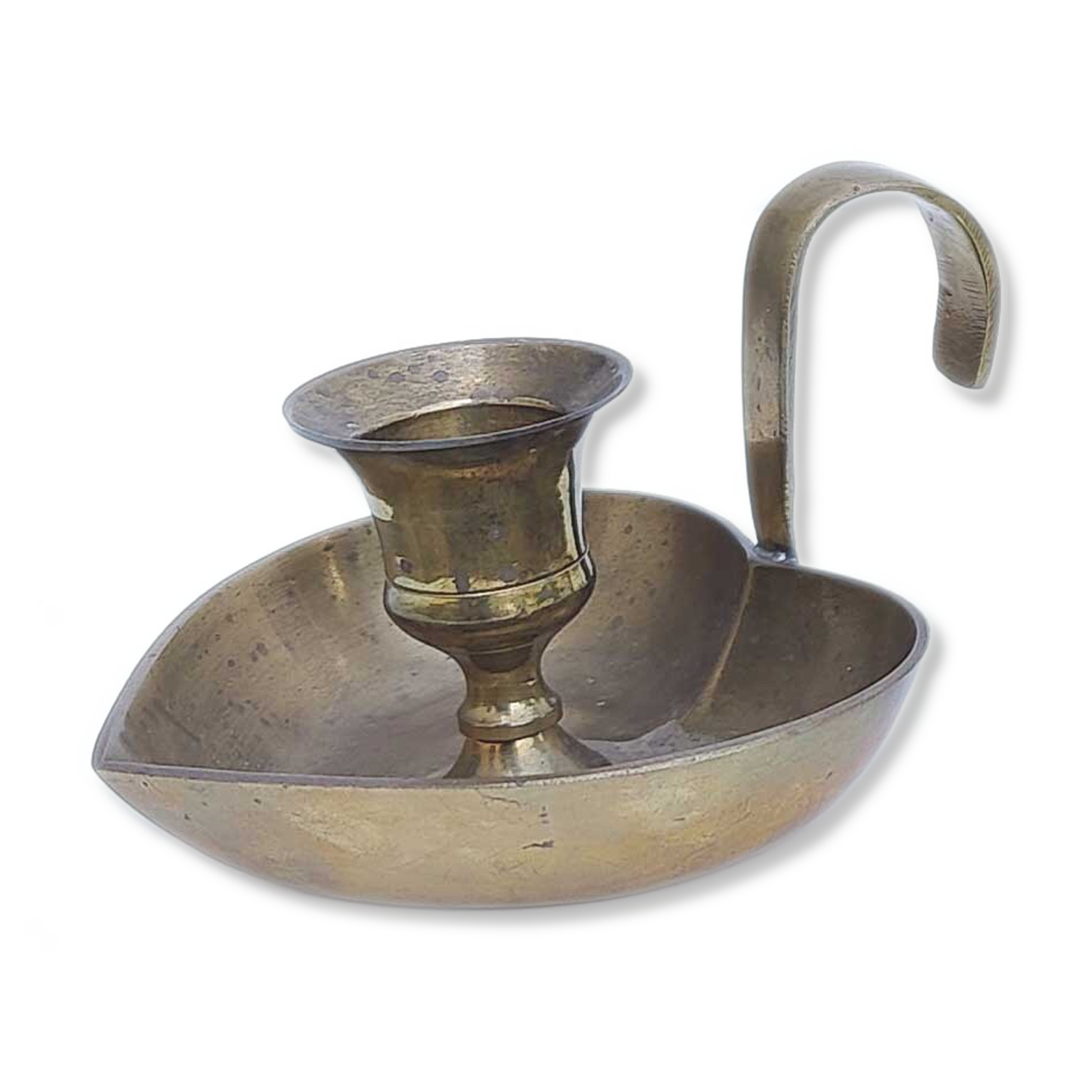 Heart-shaped brass candle holder