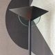 Vintage 1990s Fontana Arte Style Floor Lamp in Black Metal and Light Blue Glass