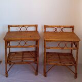 Pair of bamboo bedside tables