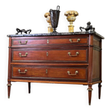 Louis XVI style mahogany commode in three colors, 18th century