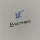 Vintage Breton earthenware plate – naive decor signed MF – Brittany