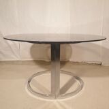 Glass and metal table