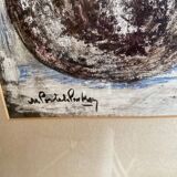 Still life modern gouache painting on paper signed and framed