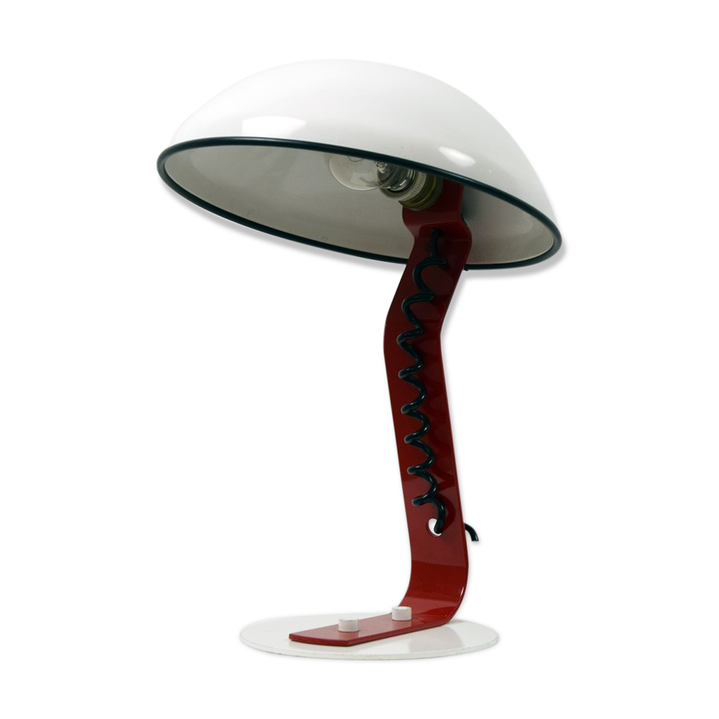 White and red steel desk lamp