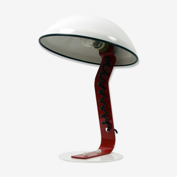 White and red steel desk lamp