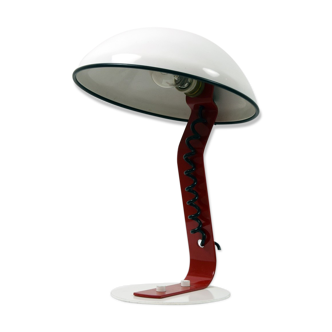 Lampe de bureau en acier blanc et rouge