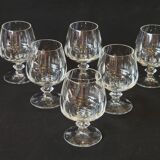 6 verres à cognac en cristal taillé côtes plates