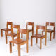Chaises marron en cuir et bois, 1970s