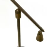 Vintage Brass and Silver Varnished Metal Desk Lamp, Italy