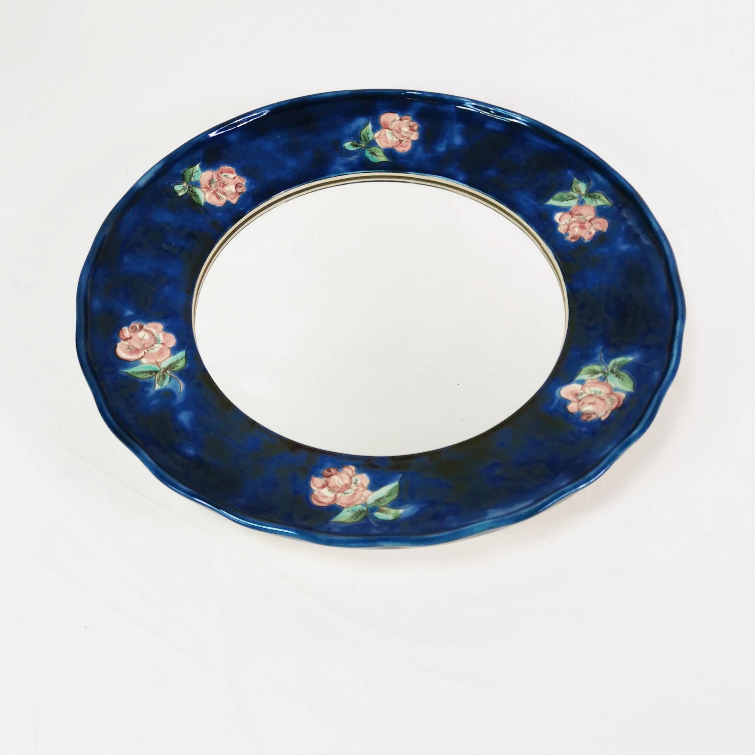 Ceramic wall mirror, Hindelanger-Keramik, Germany, 1960s.