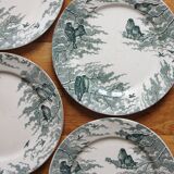 4 dessert plates in iron earth model "Snow" U&C Sarreguemines late nineteenth early twentieth century