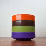 Set of 4 stackable Mepal bowls in mid-century Danish Space Age style, made by Rosti, 1960.