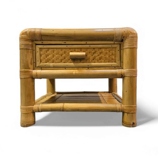 2 tables de chevet / tables d'appoint en bambou / années 1980