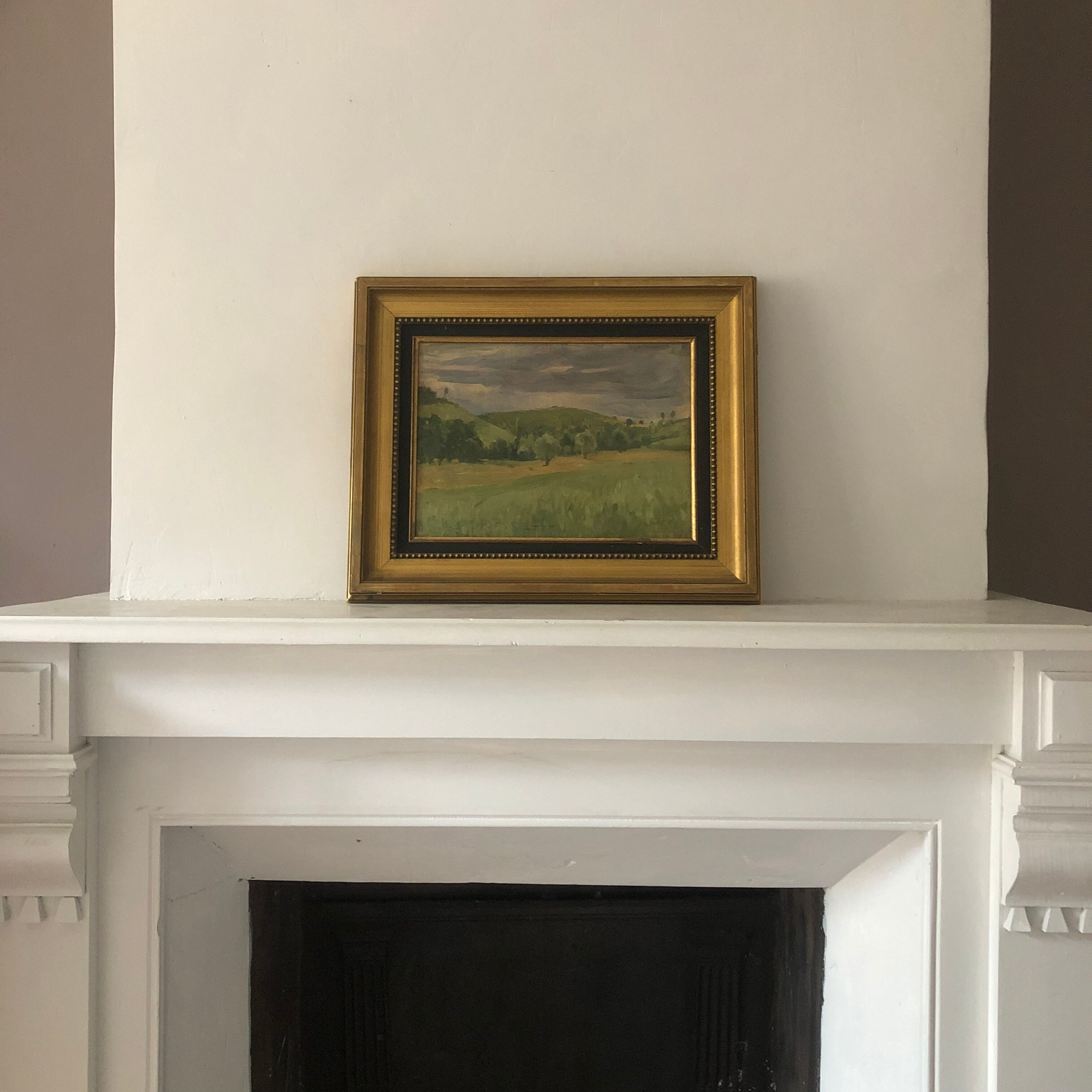 Country landscape, old oil on panel