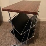 Vintage magazine rack with side table