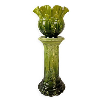 Green Victorian Pottery Jardiniere