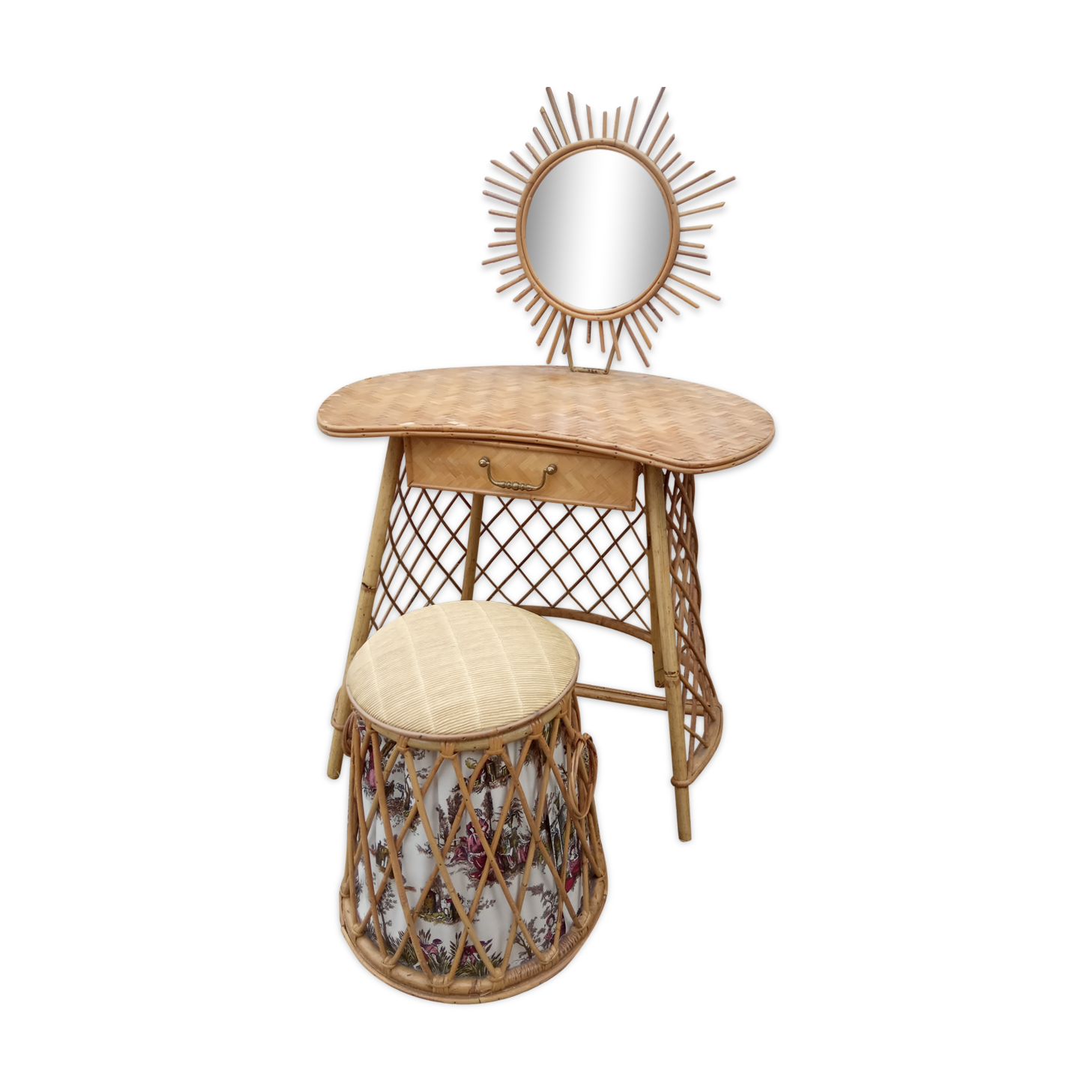 Rattan dressing table and her stool 50