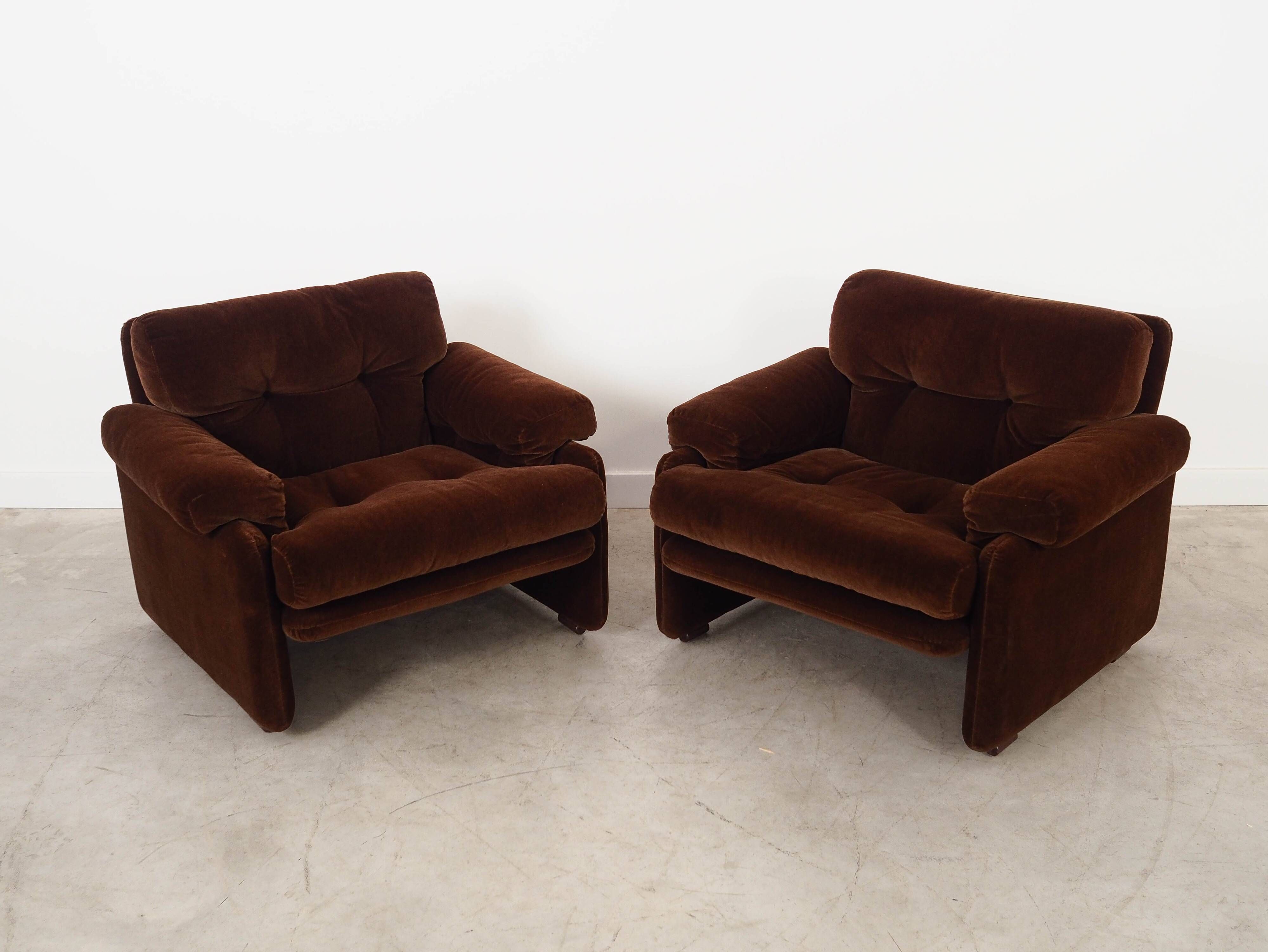 Brown armchair Coronado, Italian design, 1960s, manufacturer: B&B Italia, d