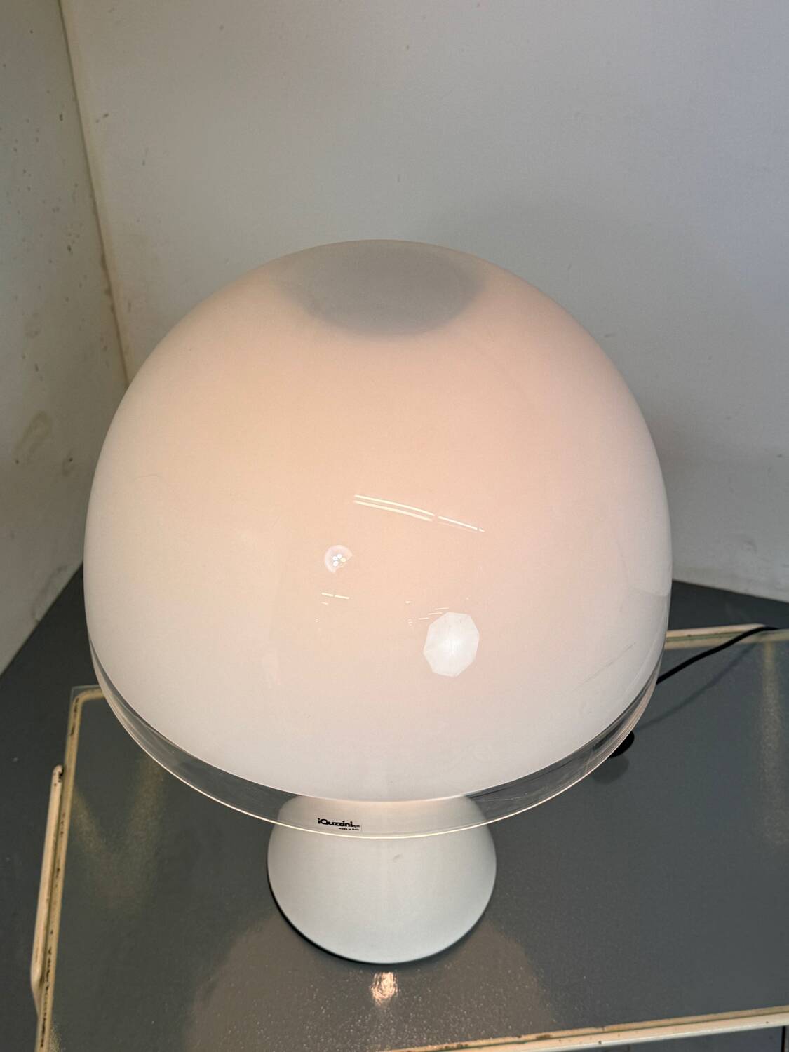 Modernist Italian Space Age Mushroom Shape Table Lamp by Harvey Guzzin