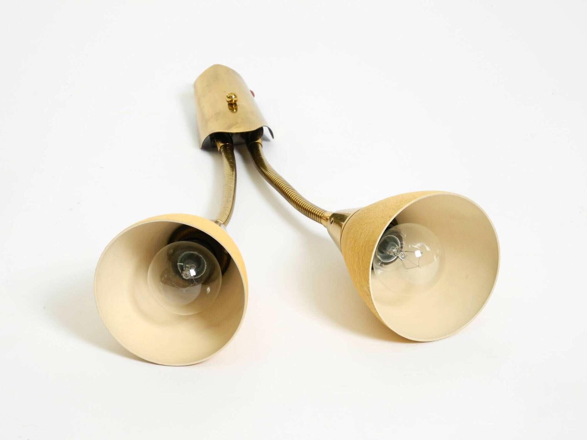 Mid Century unused brass wall lamp with double shade by Cosack Leuchten