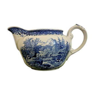 Vintage Villiroy & Boch Burgenland Milk Jug In Blue and White Stamped 3488