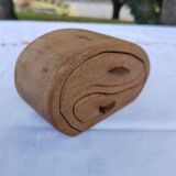 Carved wooden box in the shape of a small piece of furniture - handmade