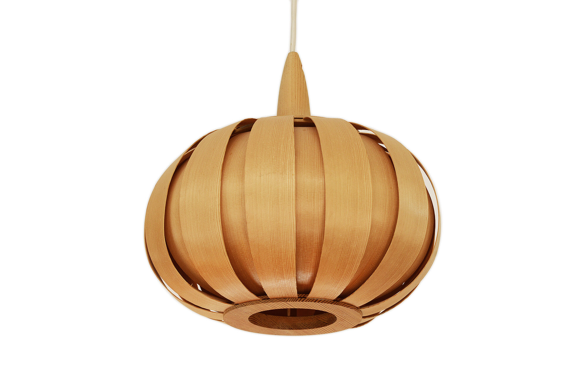 Pine veneer pendant light, Sweden 1970