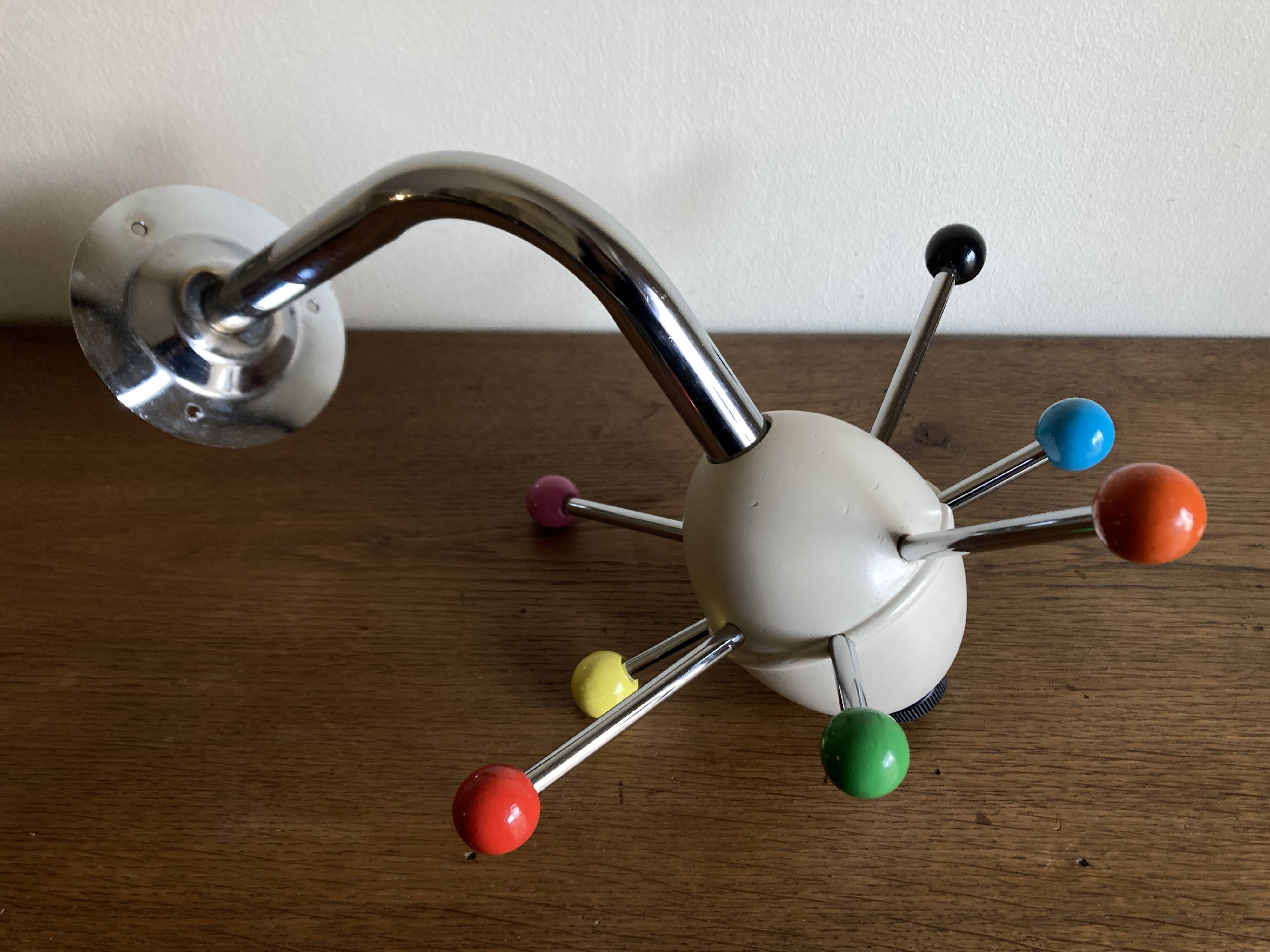 Sputnik coat rack, 1980s, Memphis colors