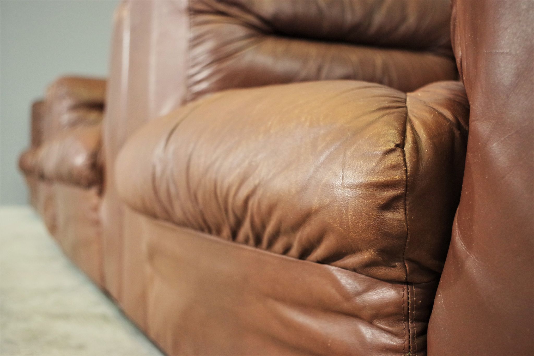 Cognac leather armchairs by BL Arredamenti, 1970s, set of 4