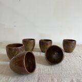 Set of 6 pyrith stoneware cups, La Borne, 1960.