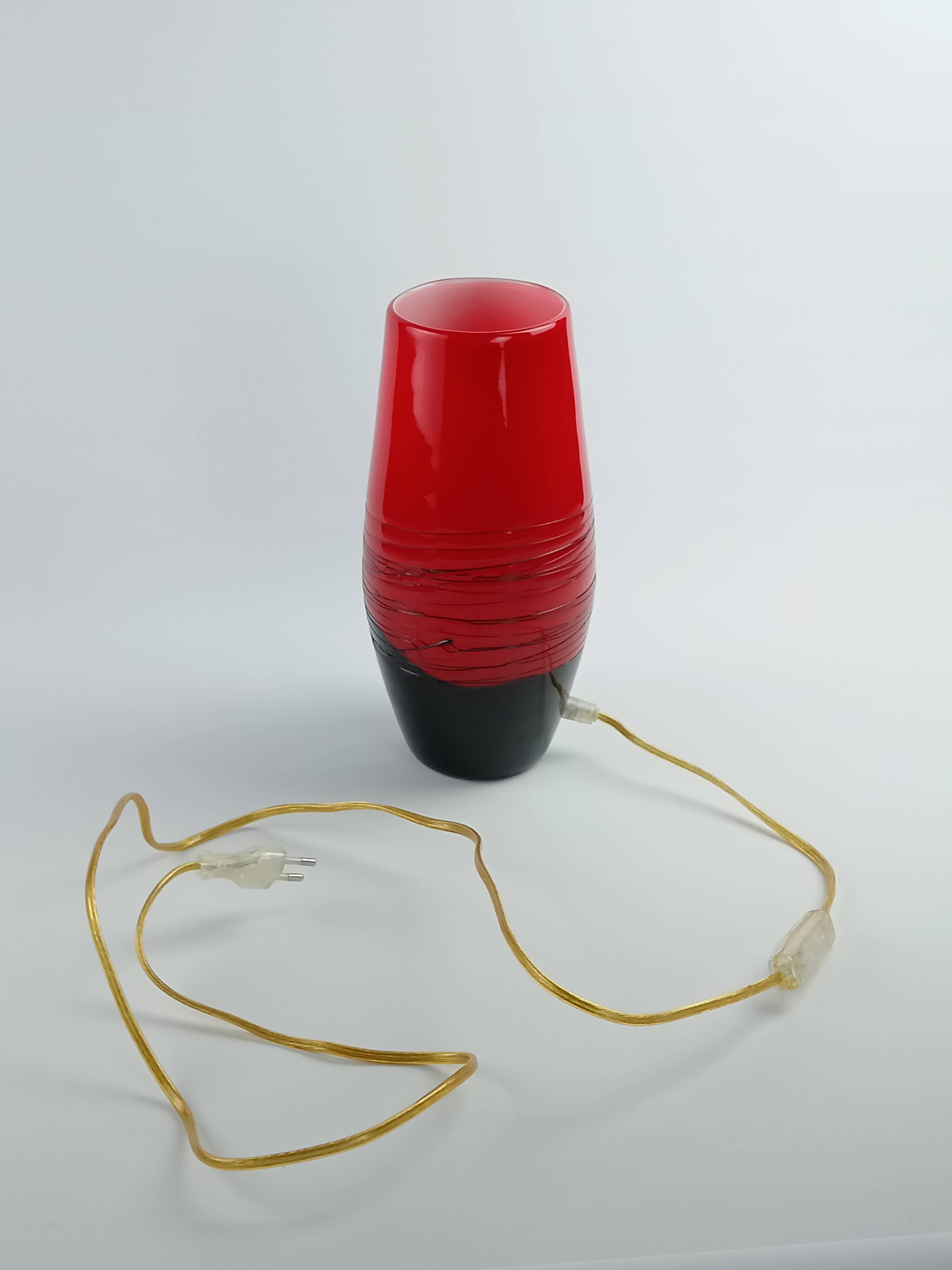 Vintage opaline glass shell-shaped lamp from the 1970s.