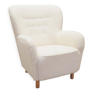 Fauteuil blanc, design scandinave, fabrication : Danemark