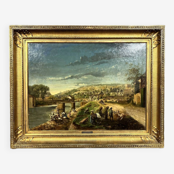 École française fin xixème : tableau huile sur toile époque napoléon iii
