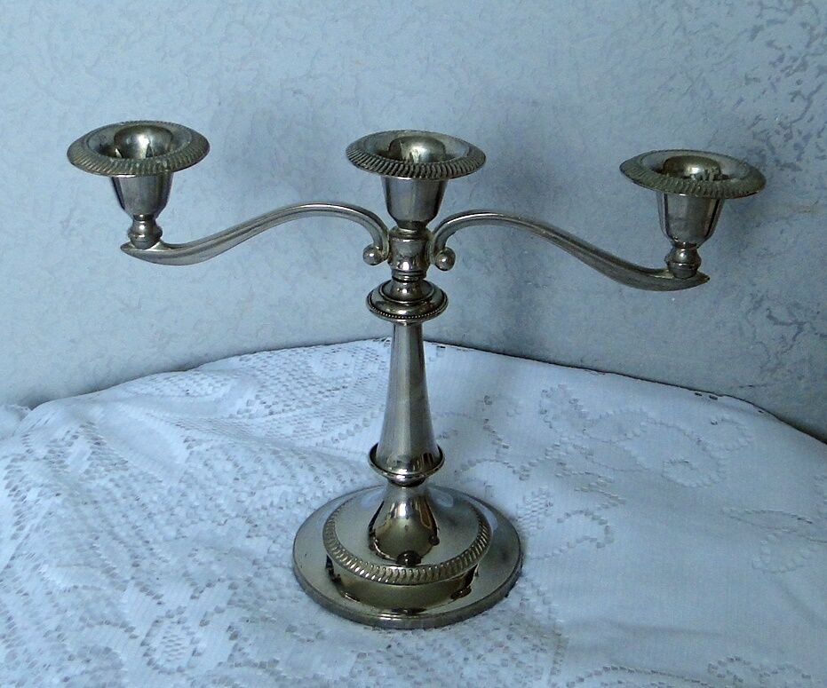 Candle holder 3 branches in silver metal